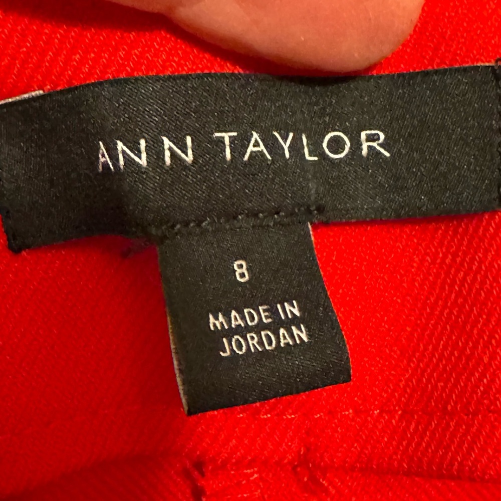 Ann Taylor Bright Red Wide Leg Sailor Pants With Front Buttons - Picture 4 of 4